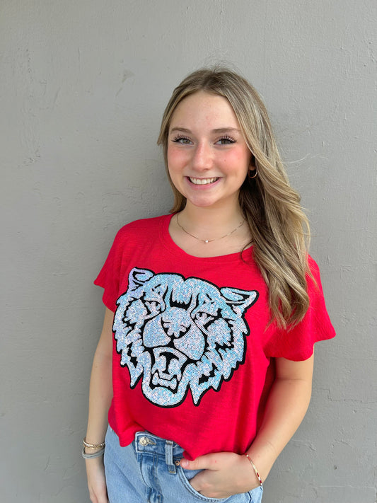 Red Bearcat Sequin Top