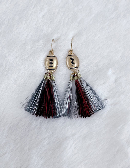 Bulldog Football Fringe Pride Dangle Earrings