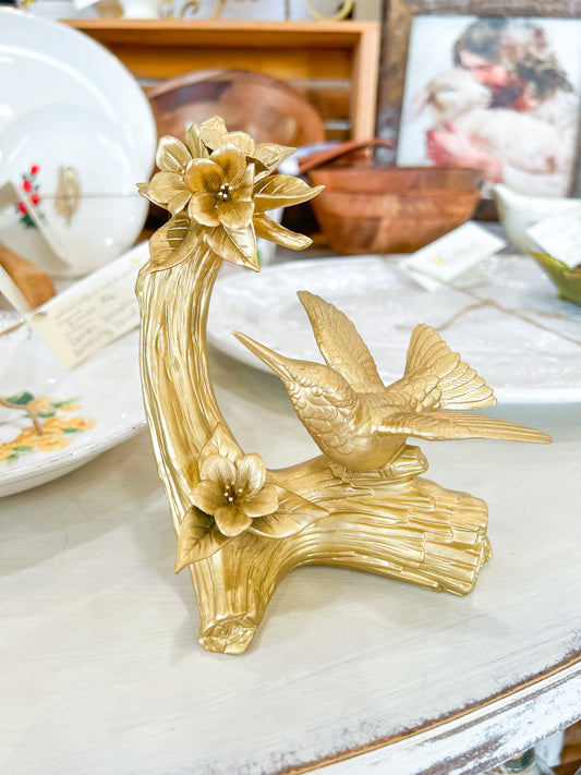 Golden Hummingbird Figurine