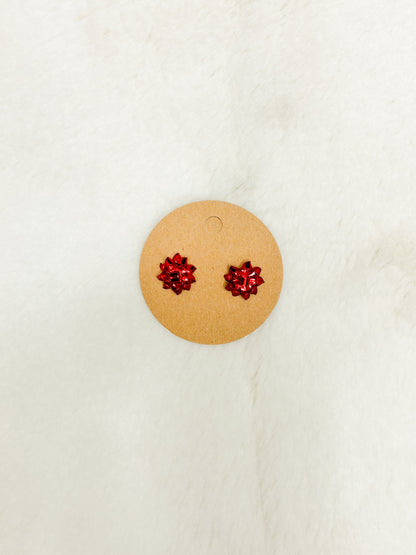Holiday Wishes Christmas Bow Stud Earrings