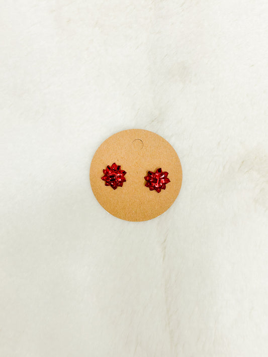 Holiday Wishes Christmas Bow Stud Earrings