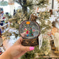 Flat Snowglobe Ornament-- Santa, Child at Christmas, & Snowman