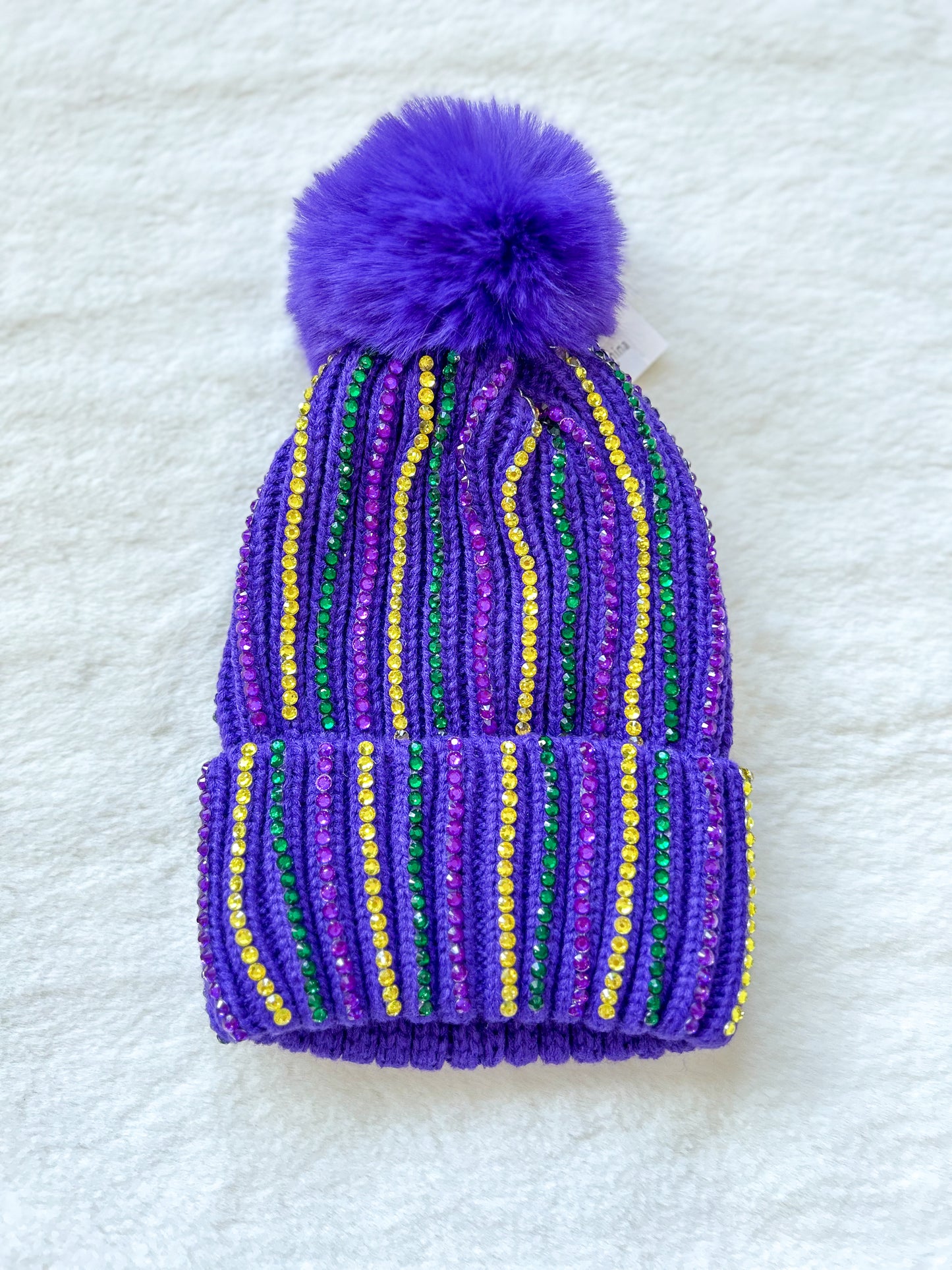 Mardi Gras Jewel Beanie- Purple