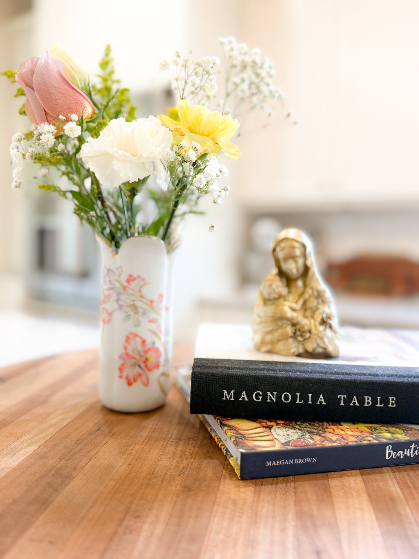 Mary Our Mother Holding Jesus Gold Statue