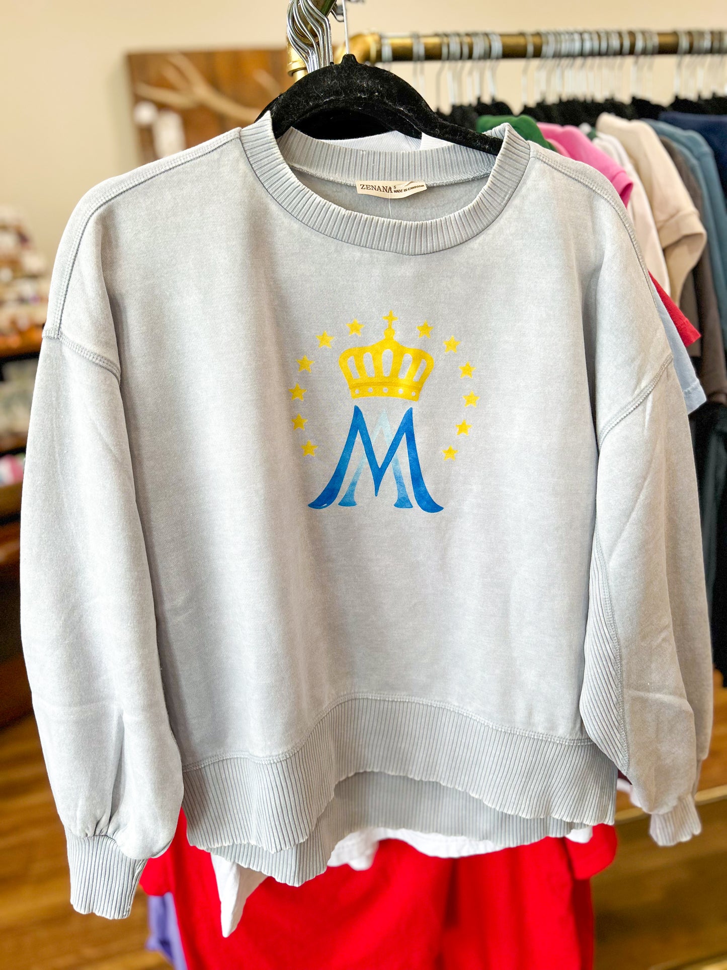 Sample- Light Grey Sweatshirt with Marian Symbol