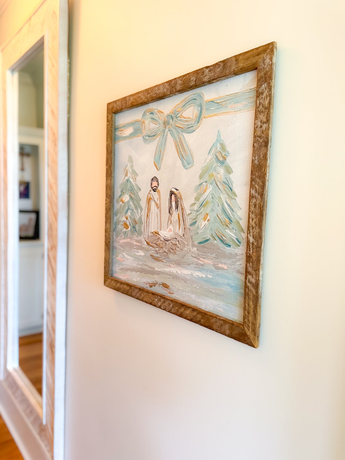 Bow Nativity Framed Art 24x24