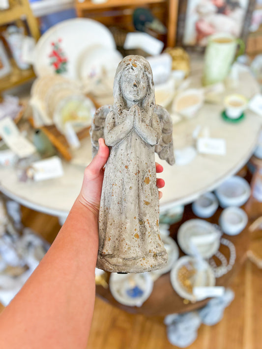 Weathered Cement Praying Angel
