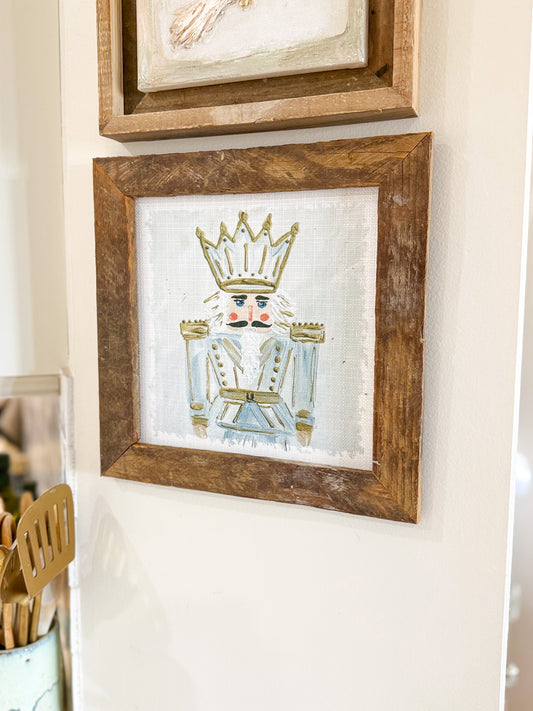 Charlie Tall Blue Nutcracker Framed Art 12x12