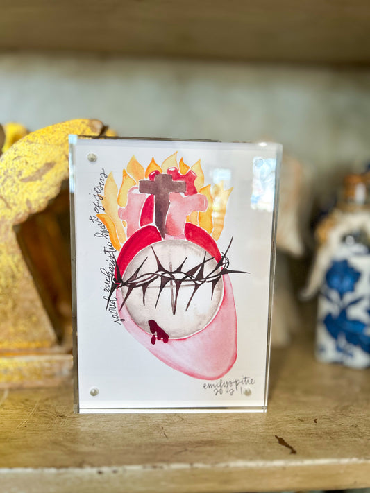 5x7 Print Emily S. Pitre Art/Sacred Heart of Jesus Frame