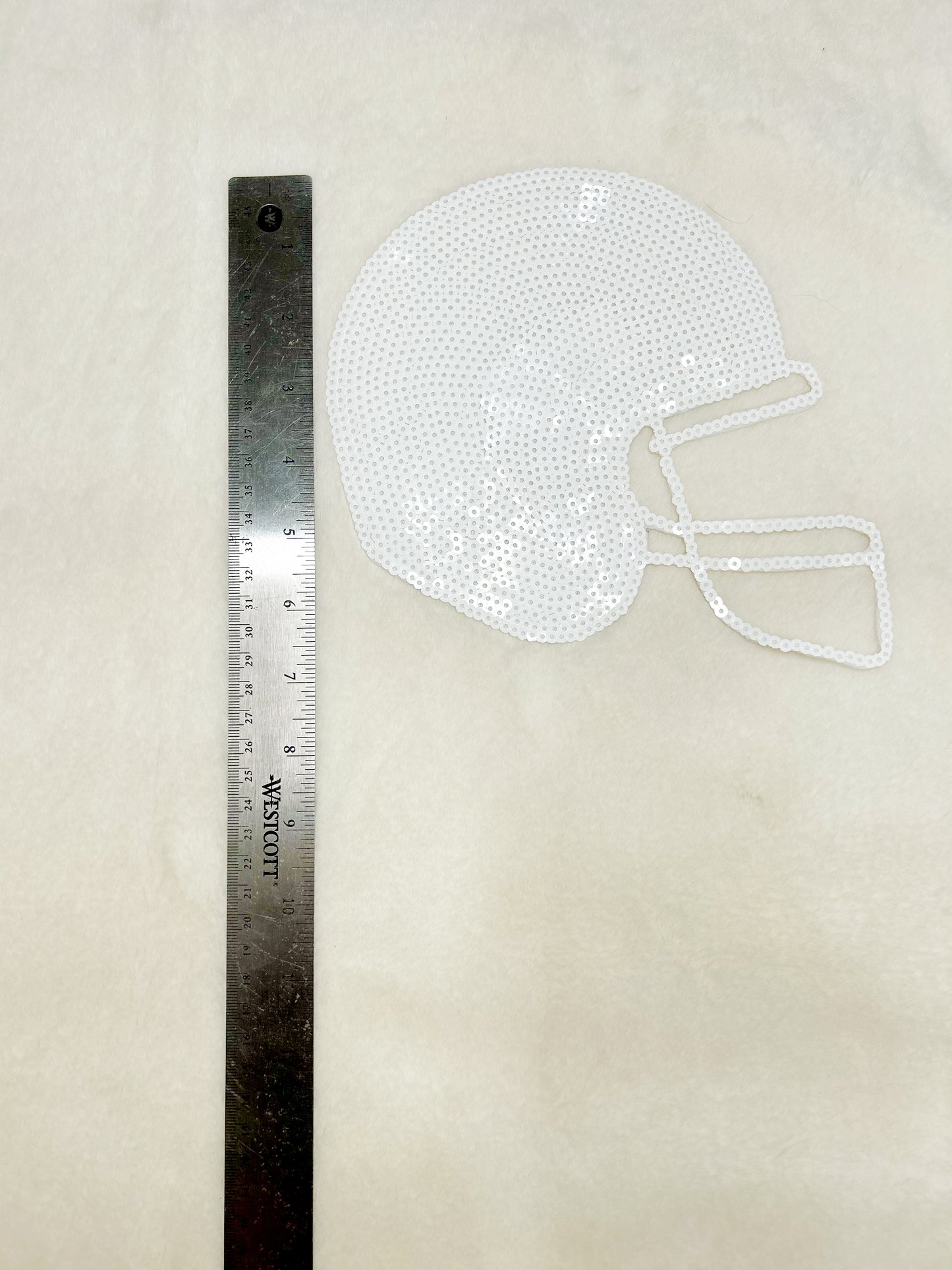 Patch- White Sequin Football Helmet