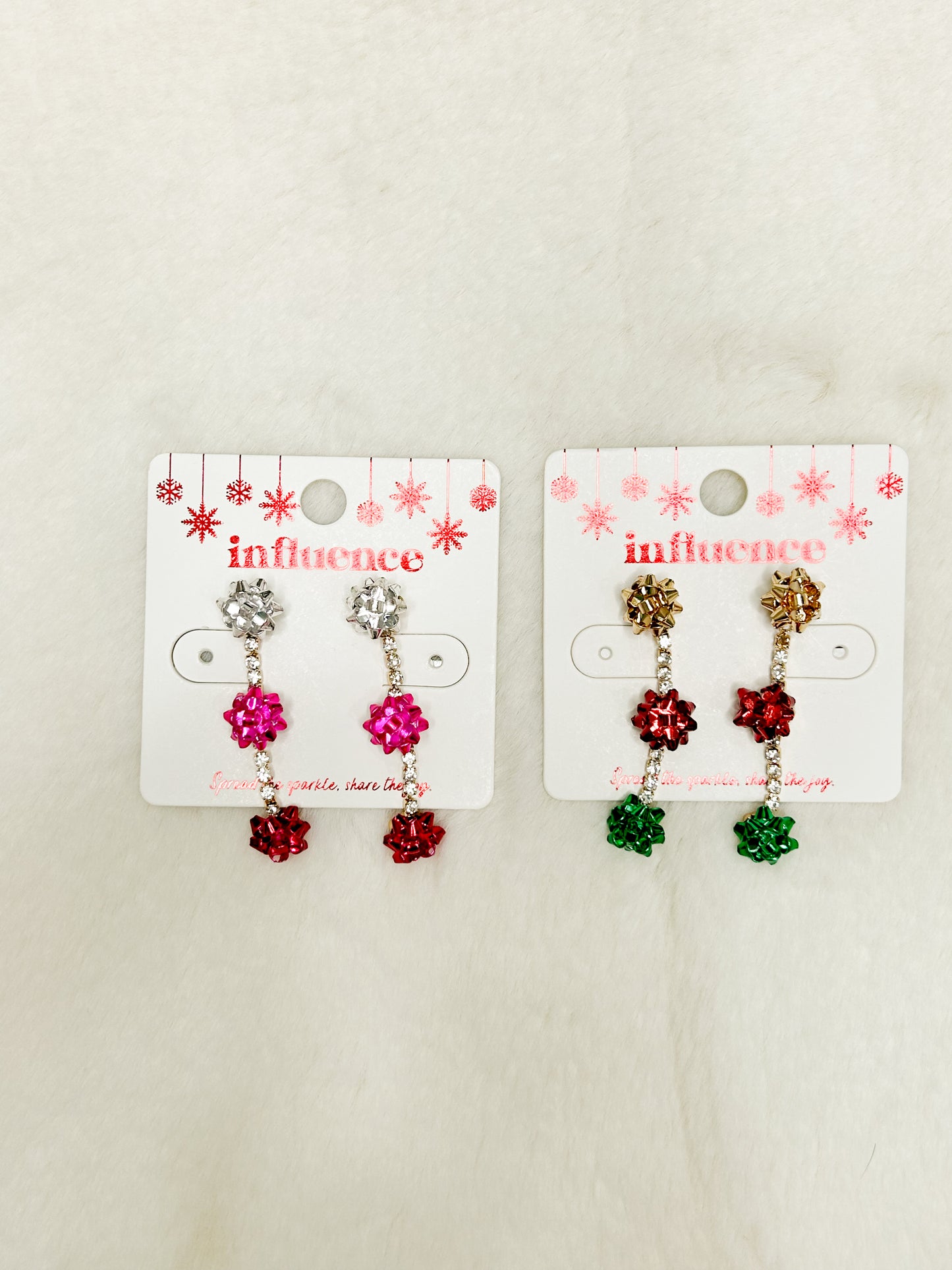 Presents Please Christmas Bow Earrings