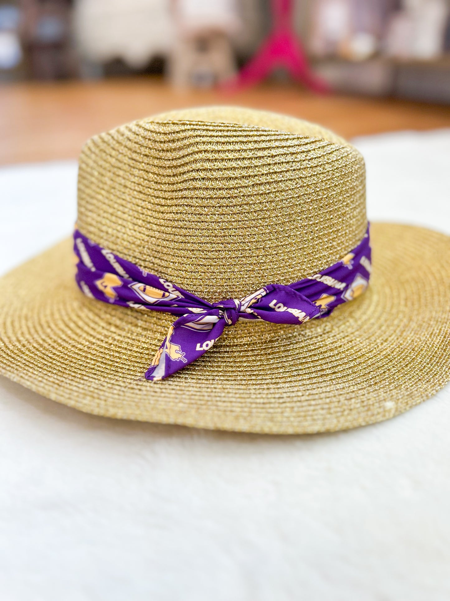Gold LSU Fedora Hat