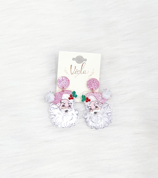 Pink Santa Earrings