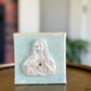 Immaculate Heart of Mary- Silhouette on 4x4 Tiffany Blue Canvas