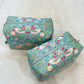 Boho Chic Cosmetic Bag Teal/Coral Pattern