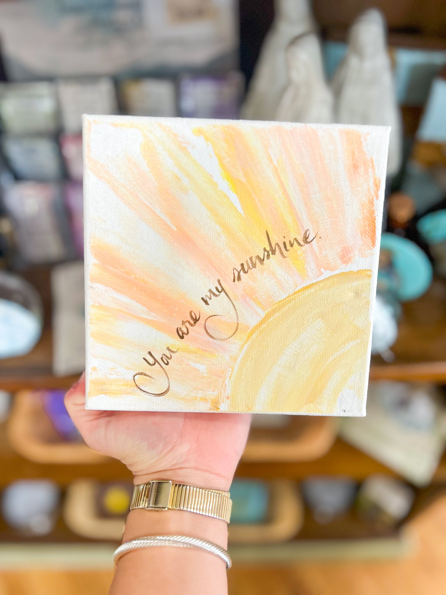 6x6 You Are My Sunshine with Sun and Pastel Background Canvas