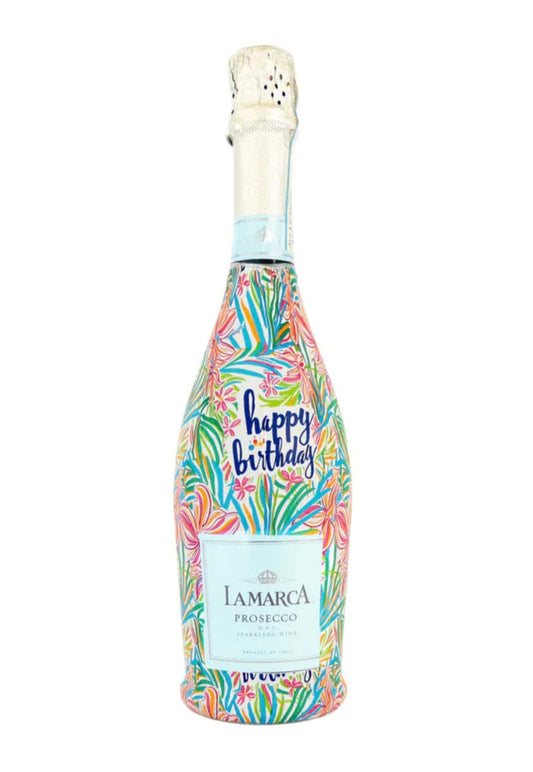 Beau Bottles Happy Birthday Floral- La Marca Edition Champagne Bottle Wrap