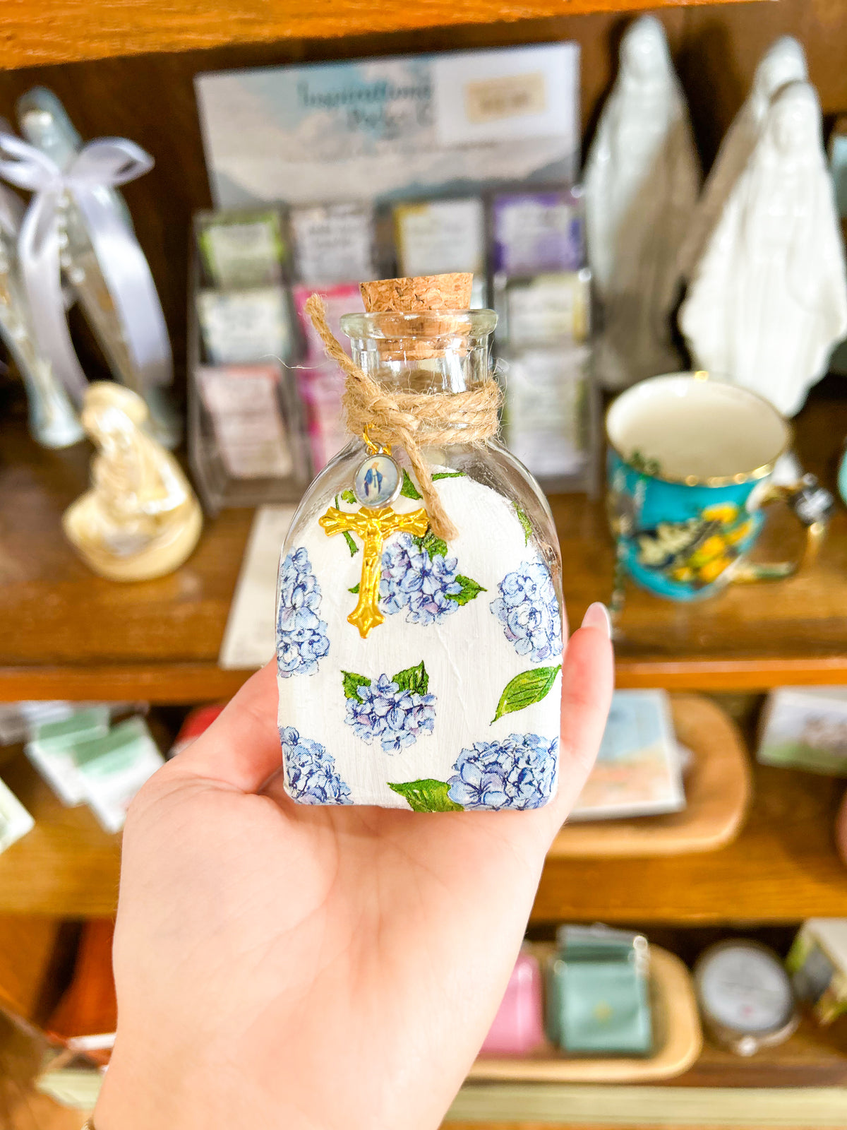 Blue Hydrangea Holy Water Container