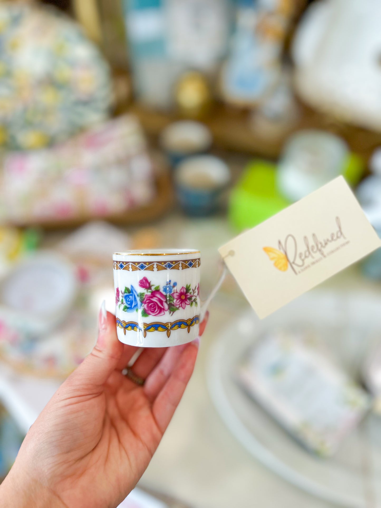 Vintage Floral Mini Teacup
