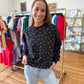 Fleece Babe Polka Dot Crew Neck Sweatshirt- Black