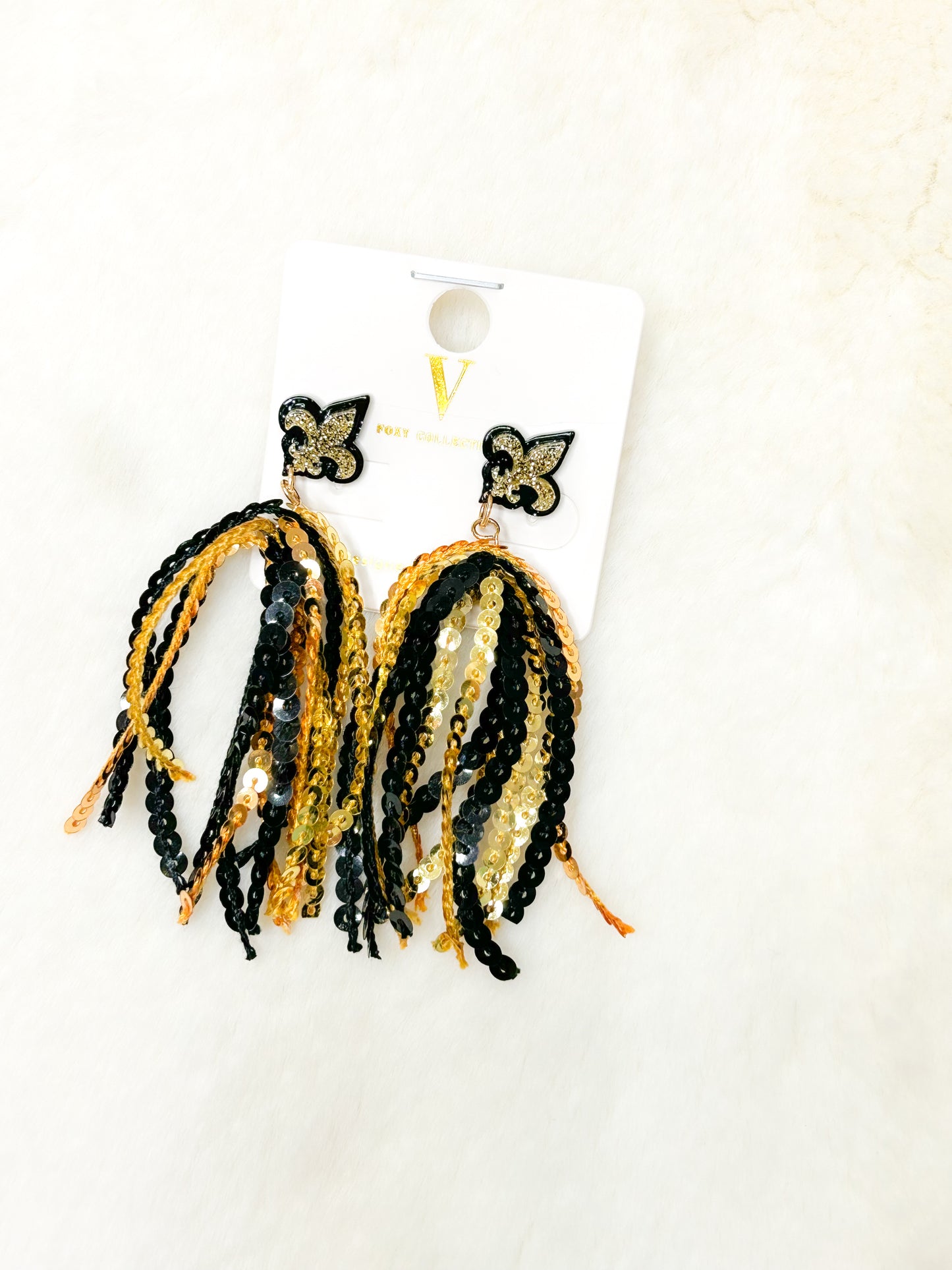 Sequin Fringe Game Day Earrings