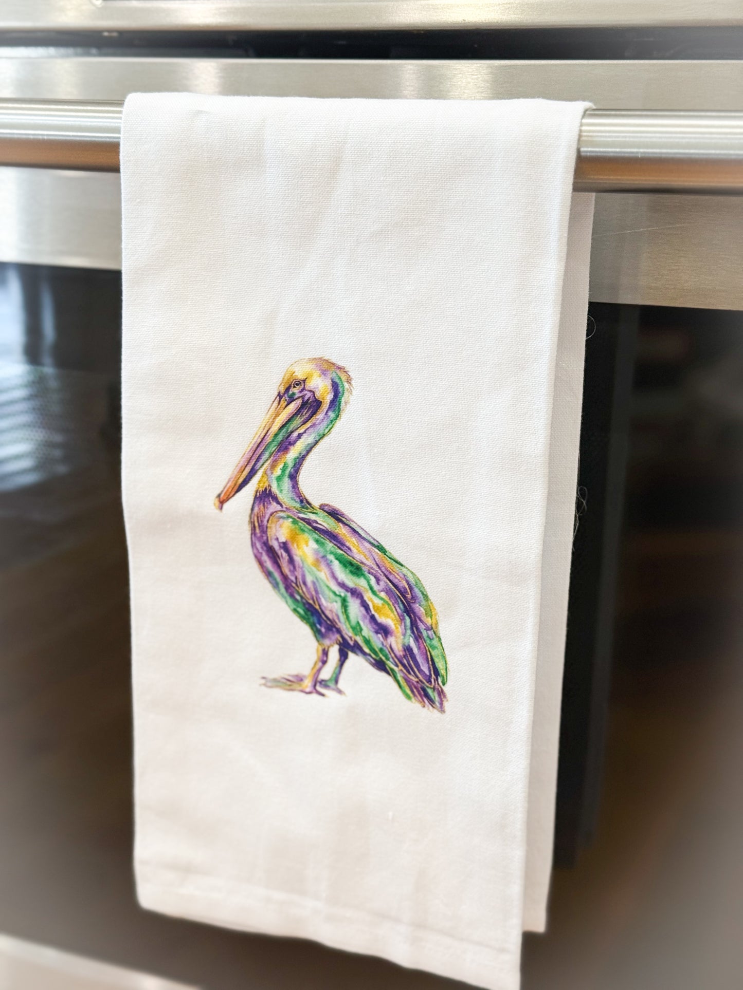 Bayou Pelican Mardi Gras Hand Towel