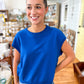 French Terry Sleeveless Top- Classic Blue