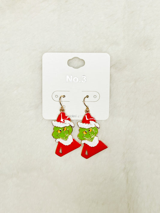A Green Christmas Grinch Earrings