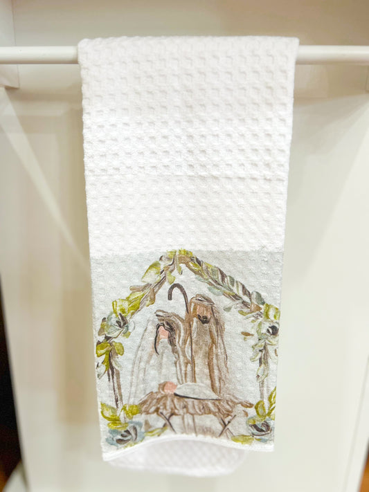 GA Nativity with Greenery Towel