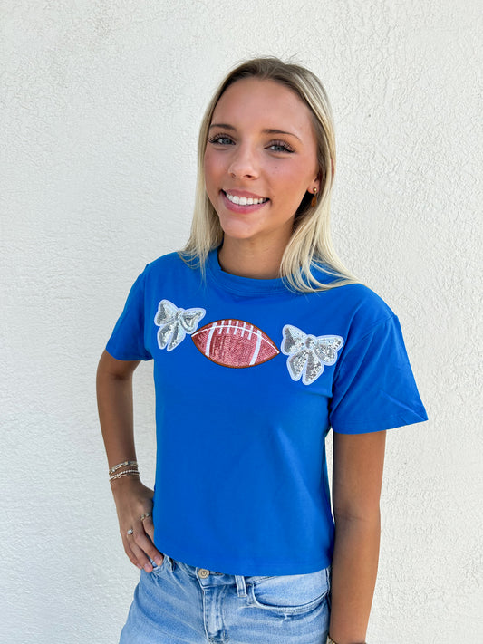 Glitzy Football Mini Tee