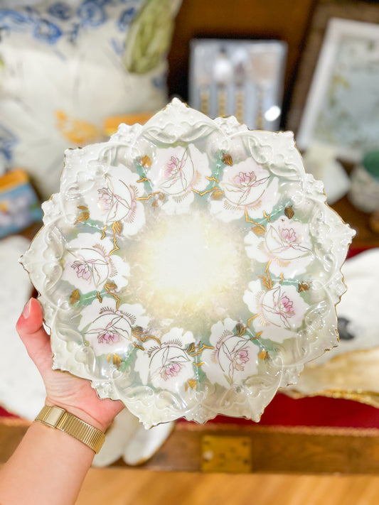 Floral Motif with Gold Accents Decorative Plate