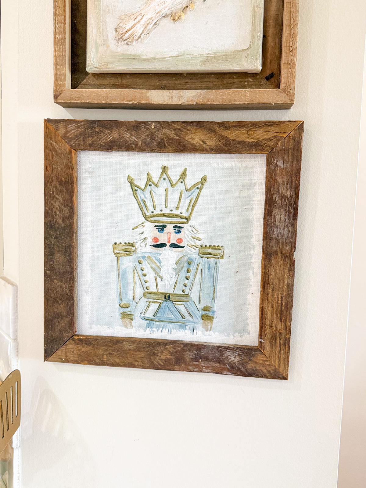 Charlie Tall Blue Nutcracker Framed Art 12x12