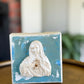 Immaculate Heart of Mary- Silhouette on 4x4 Olive Green/Blue Canvas