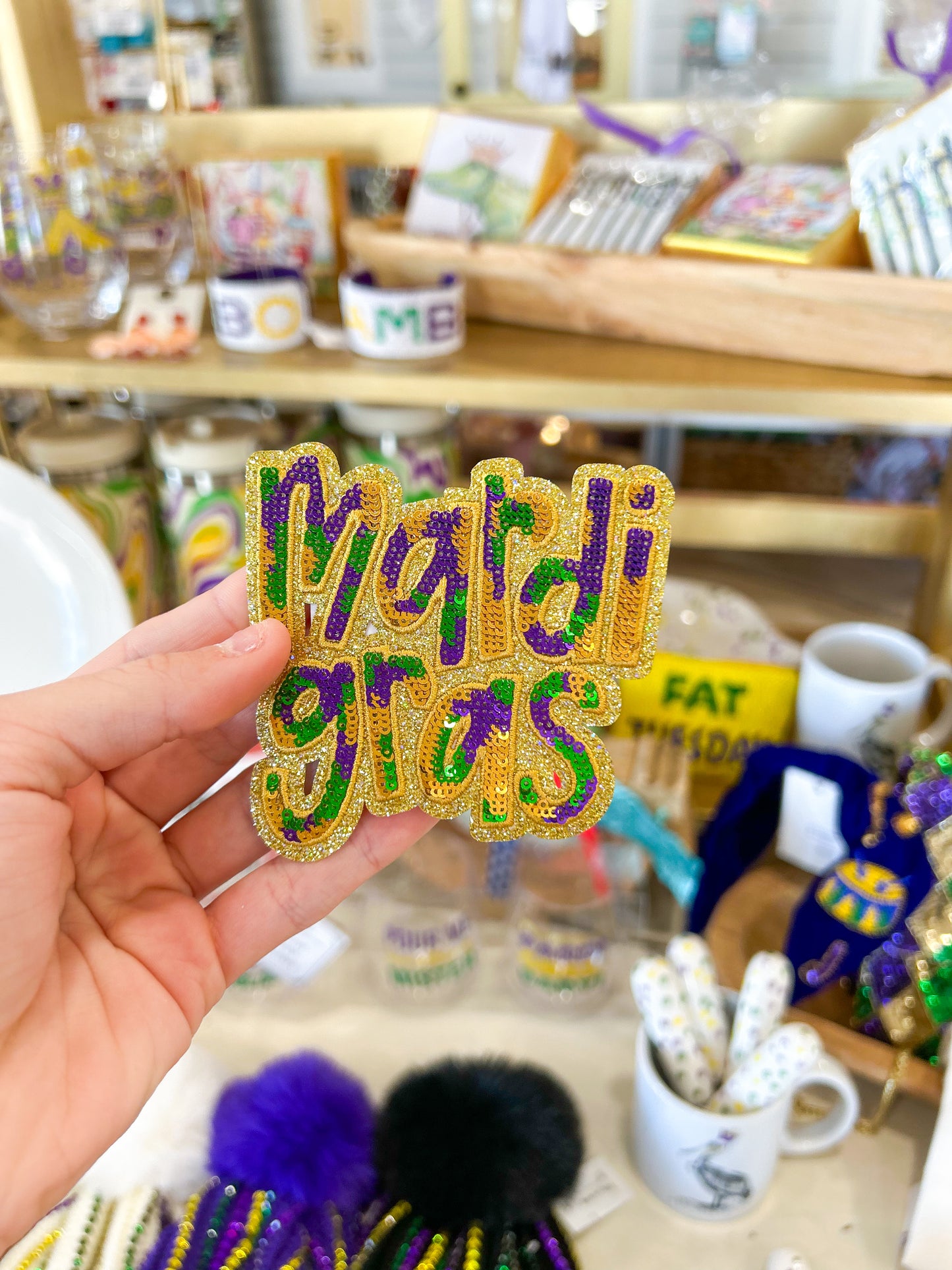 Patch- Mini Mardi Gras Bead Catcher Bling