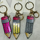Glitter Pencil Teacher Keychains