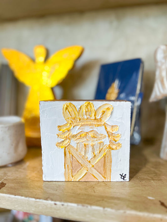 Mini Nutcracker Wood Block- Tan