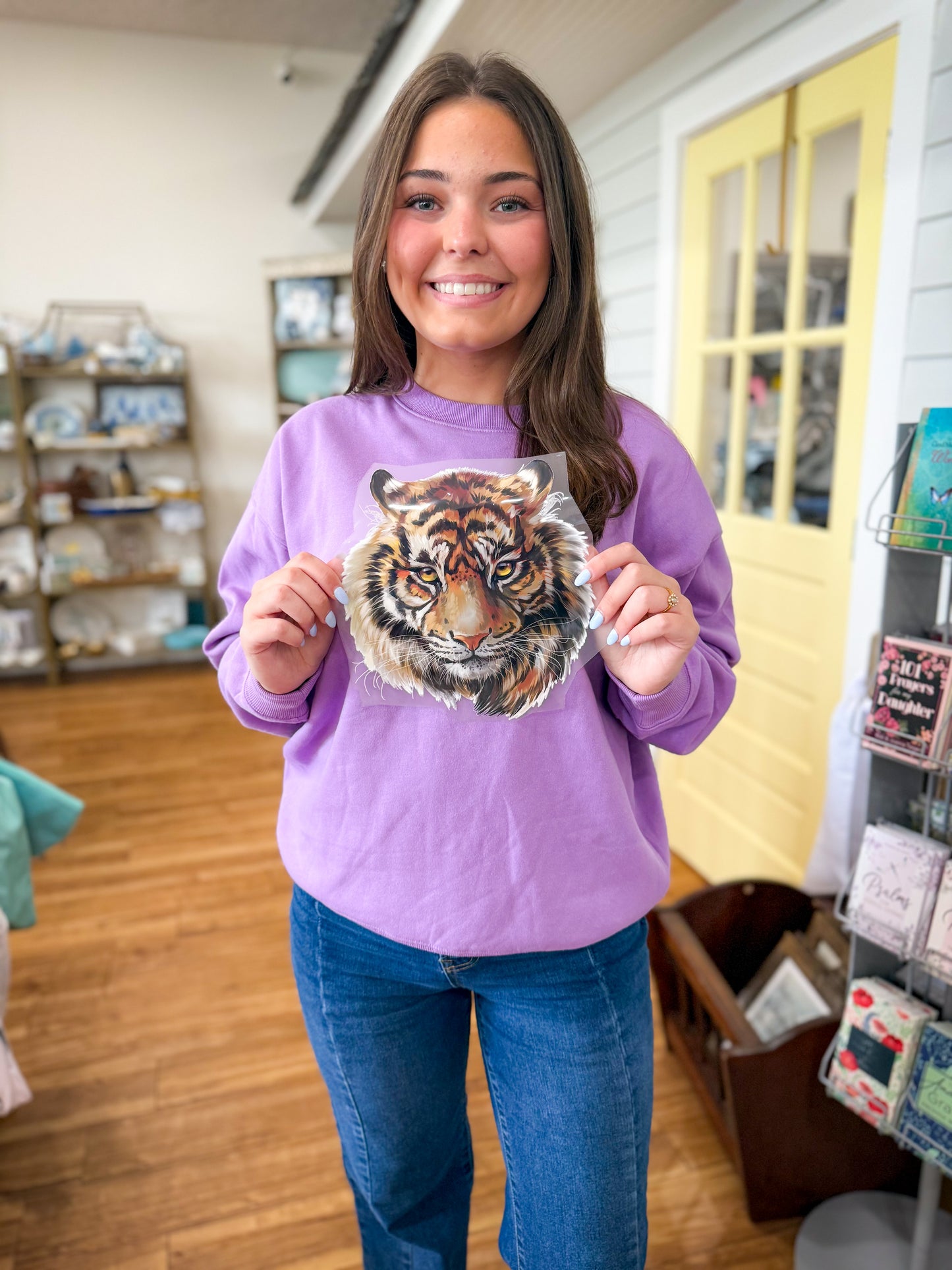 Fleece Crewneck Pullover Sweatshirt- Bright Lavender