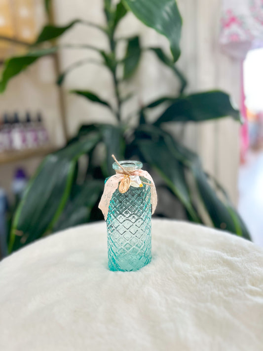 "Posie" Blue Bud Vase with Charms