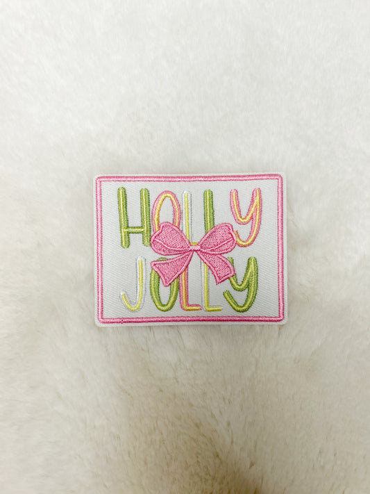Patch-Mini Holly Jolly with Pink bow
