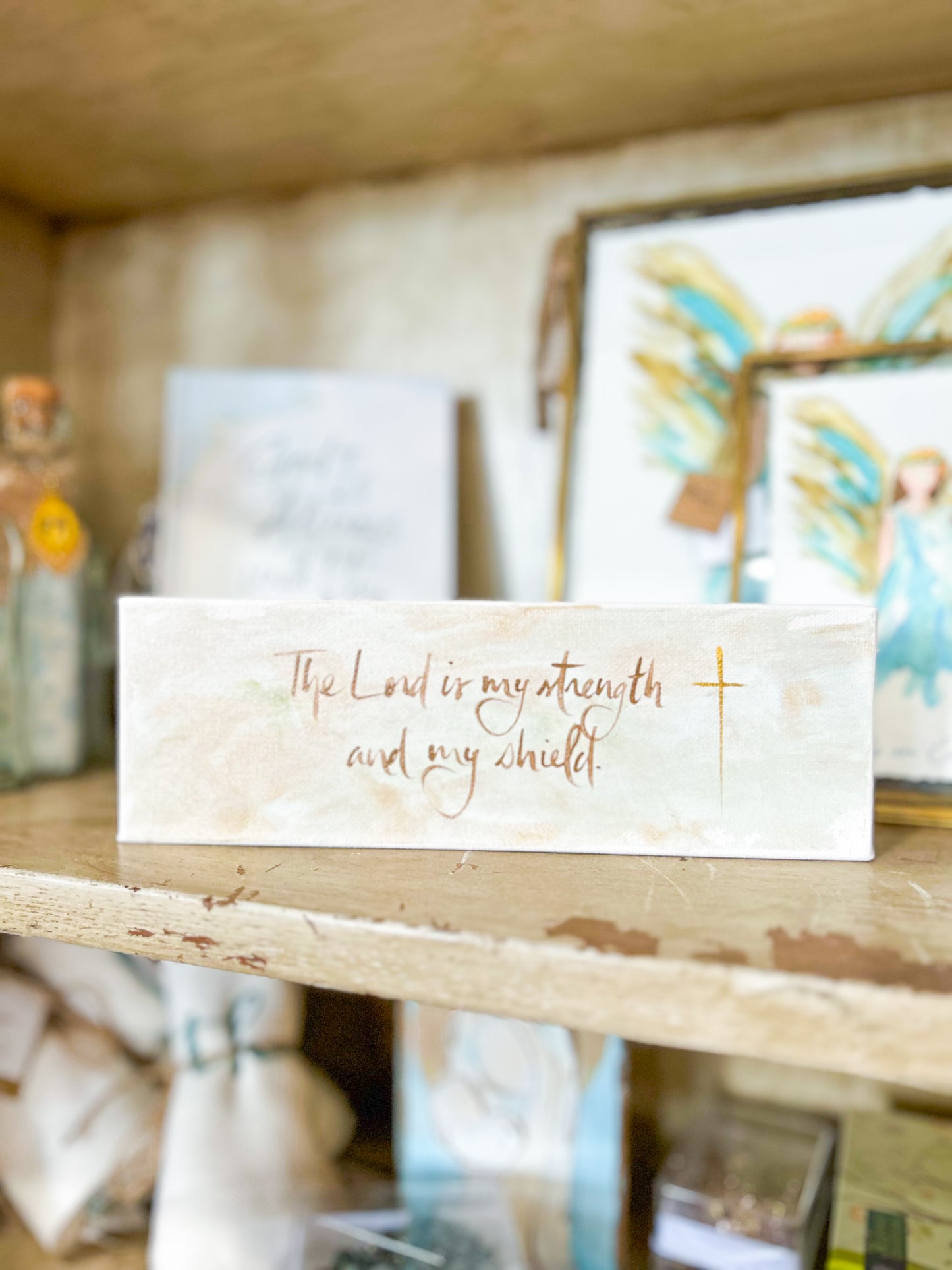Gospel News 6X6 The Lord is My Strength and Shield Canvas Art