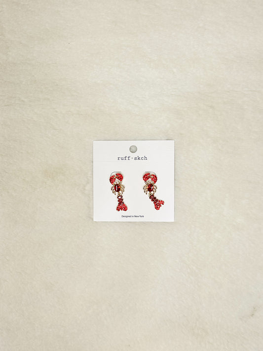 Red Crawfish Sparkle Earrings