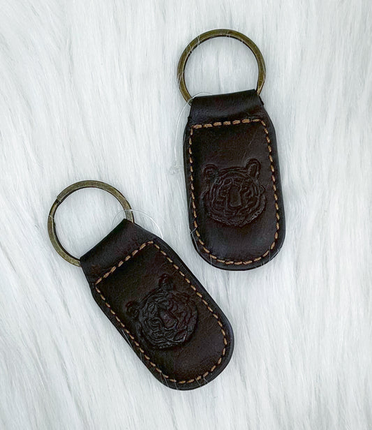 Tiger Leather Embossed Keychain