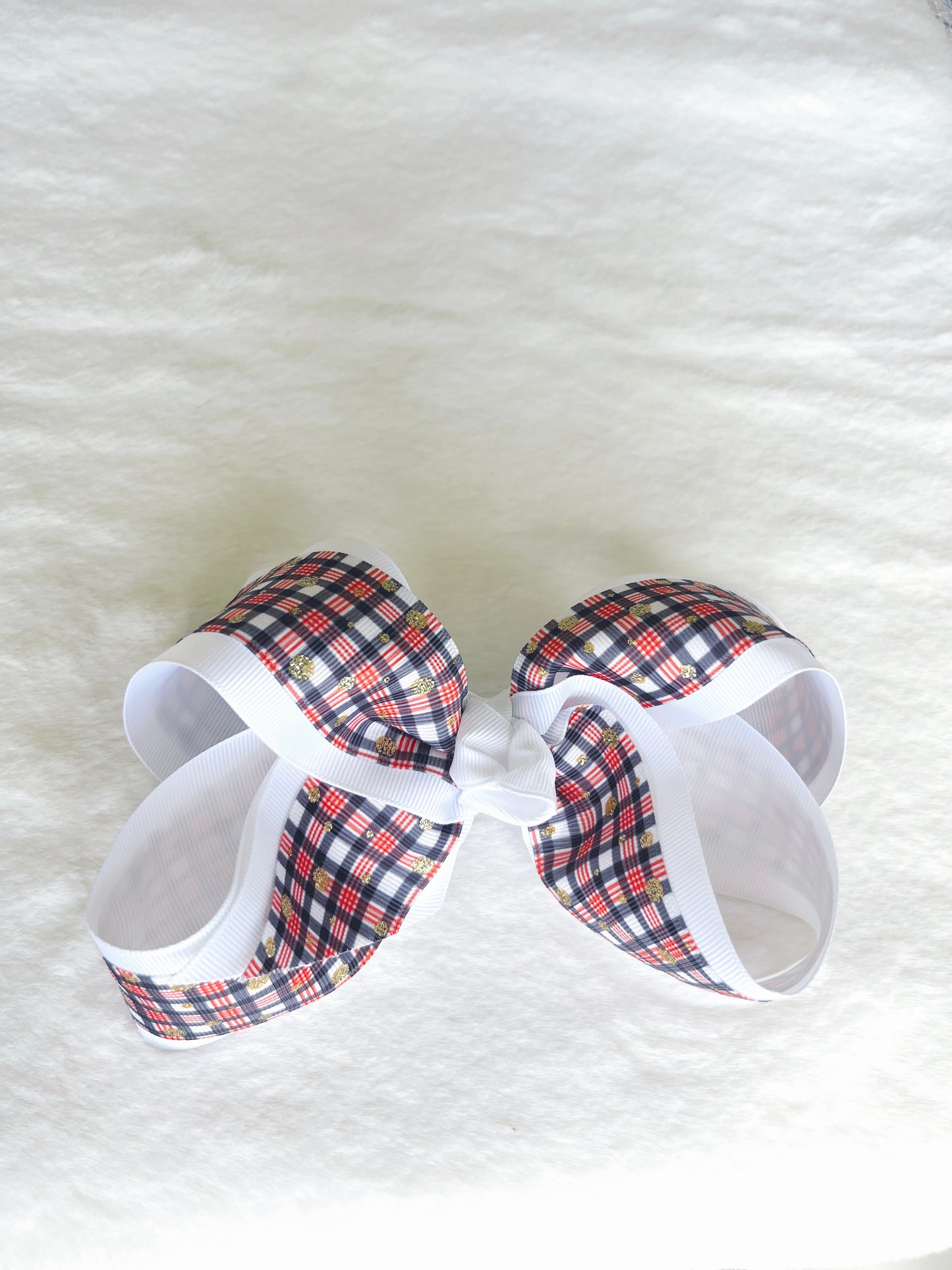 Rose Double Layered Bow Plaid