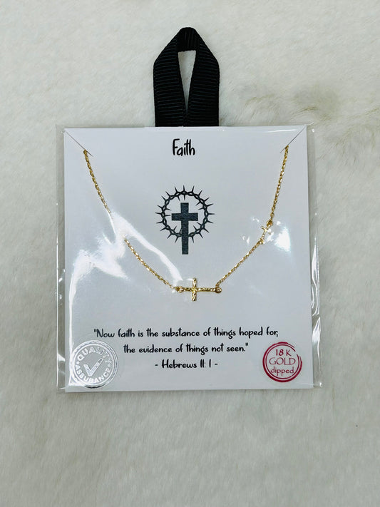 Faith Double Cross Gold Necklaces