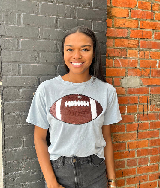 Light Blue Football Crop Tee