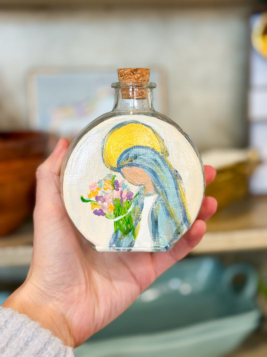 Mary’s Garden Holy Water Container- Clear Glass