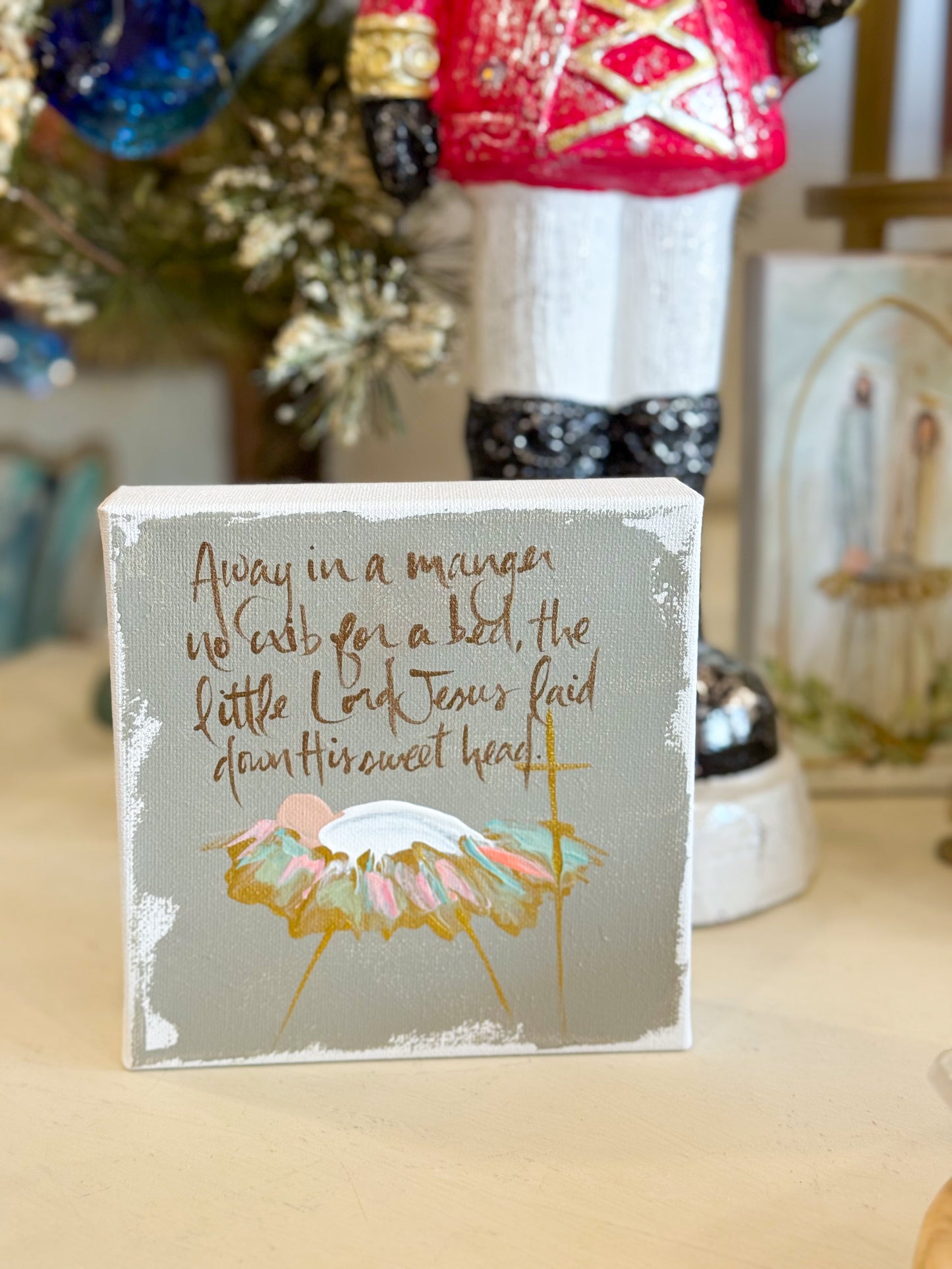 6x6 Jesus in the Manger — Away in a Manger Edition — Hand-Painted Art