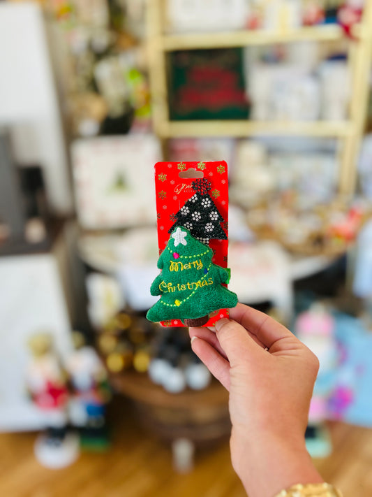 Plush Merry Christmas Hair Clip Set