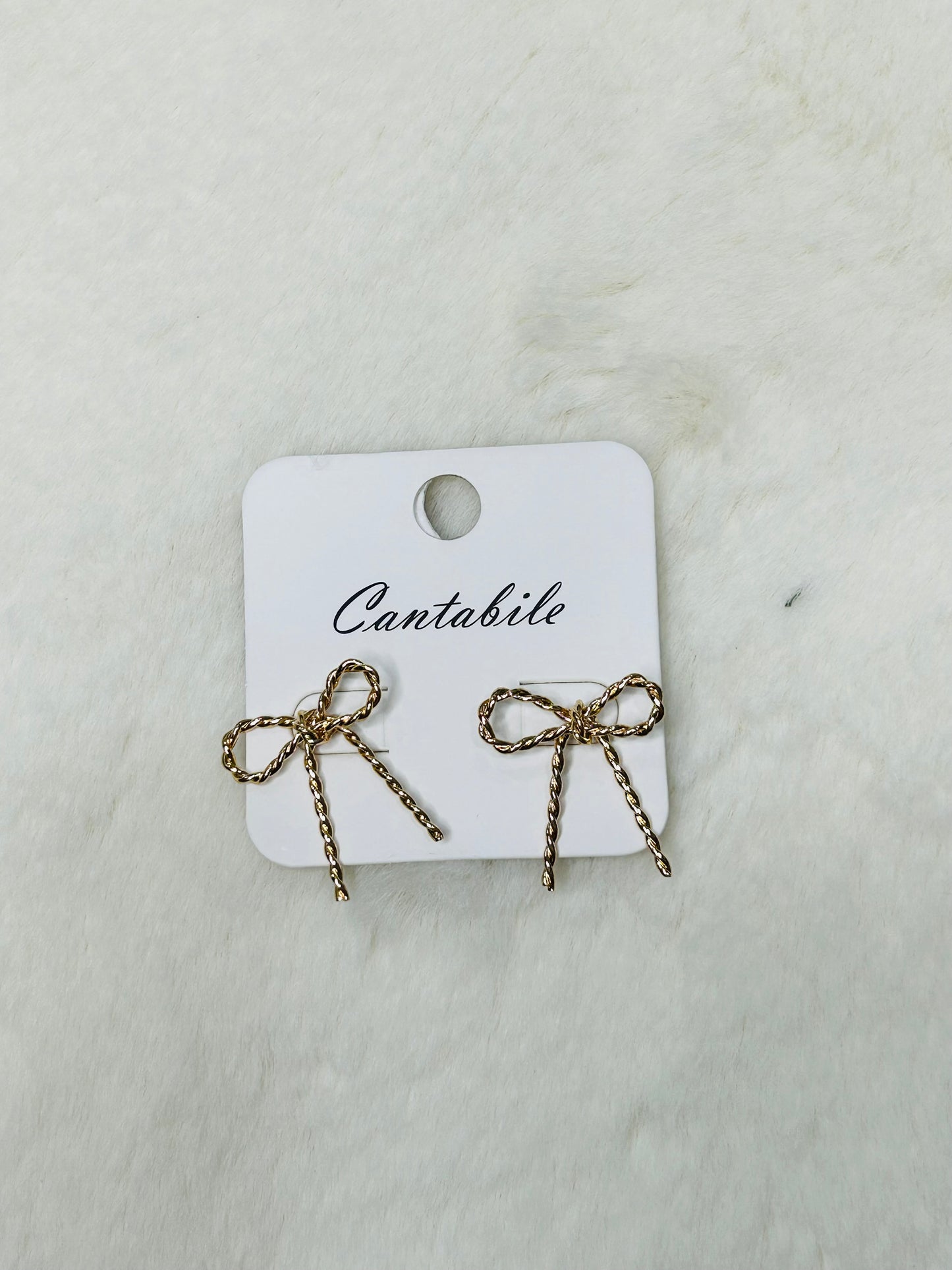 Cleo Ribbon Bow Gold Stud Earrings