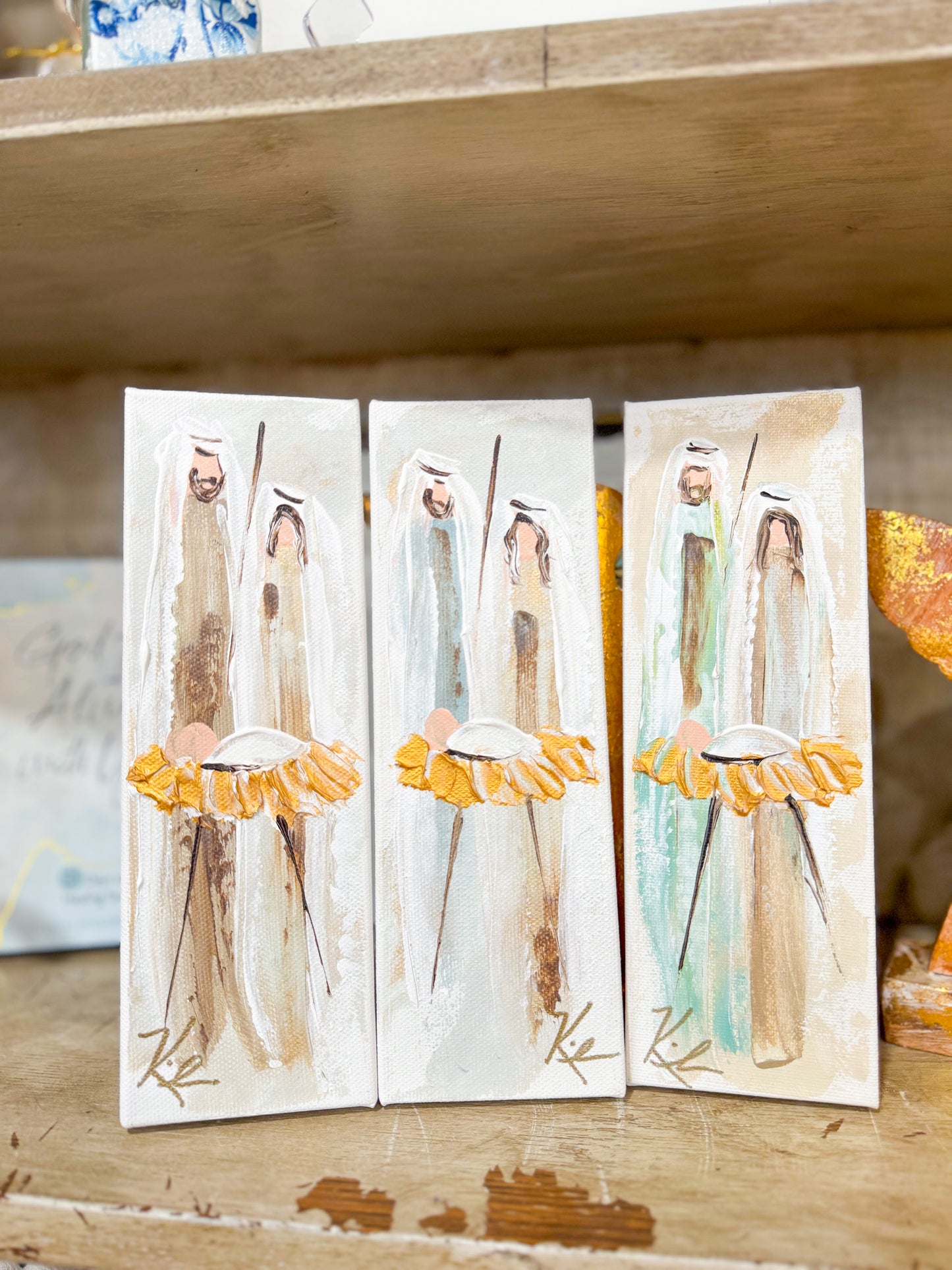Gospel News 3X9 Mary, Joesph, Jesus Canvas Art